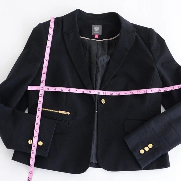 Vince Camuto Black Blazer with Single Gold Button Fitted Jacket Size 14 - Picture 5 of 13